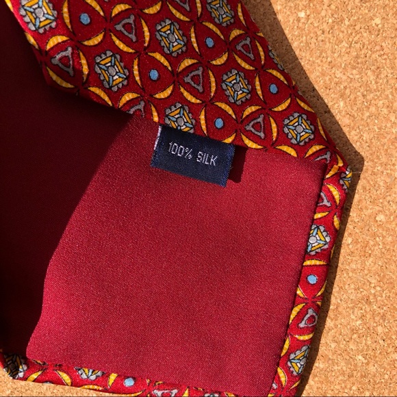 Silk Tie Red Geometric Print by Tie-Knots Wall Street - Picture 3 of 4